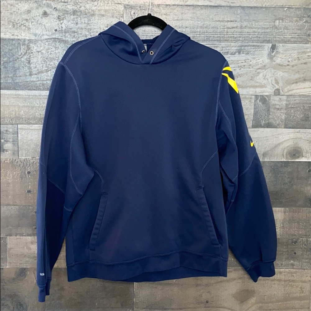 Navy Blue With Yellow Design Nike Hoodie